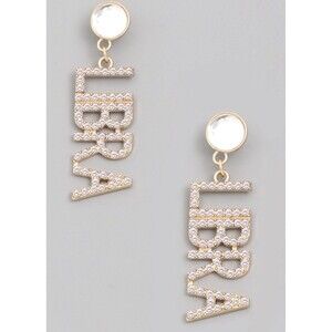 Astrology Collection Libra Gold Tone Rhinestone Drop Dangle Earrings